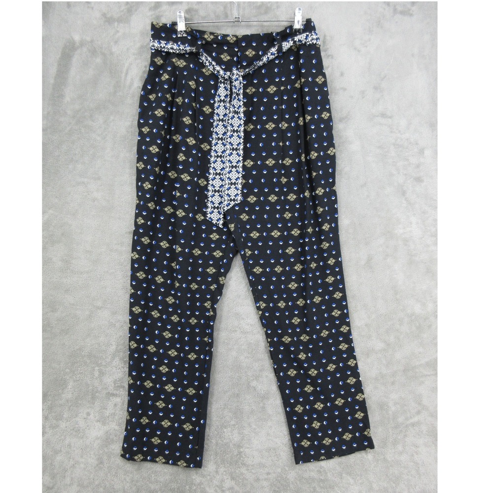 Ann Taylor Factory Pants Womens Size 8 Belted Straight Leg Boho Pockets Office